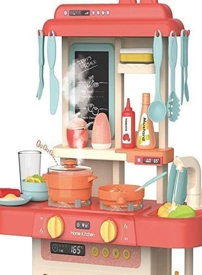 BIG FOLK BIGFOLK® Kids 42-Piece Princess Kitchen Set for Kids Girls Toys | Realistic Lights and Sounds Play Sink with Running Water, Dessert Shelf Toy and Kitchen Accessories Set for 3 Year Old - Image 4